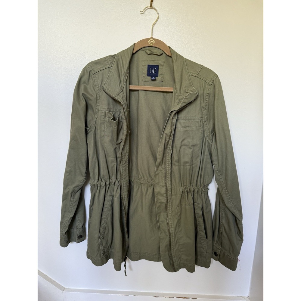 Gap Army Green Cinched Waist Khaki Jacket Size Medium